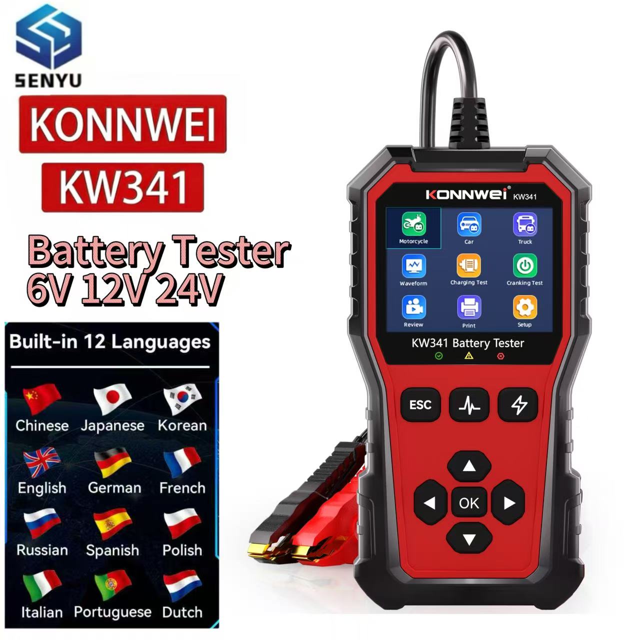 Battery Load Tester - KONNWEI KW341 Penguji Baterai Mobil Motor